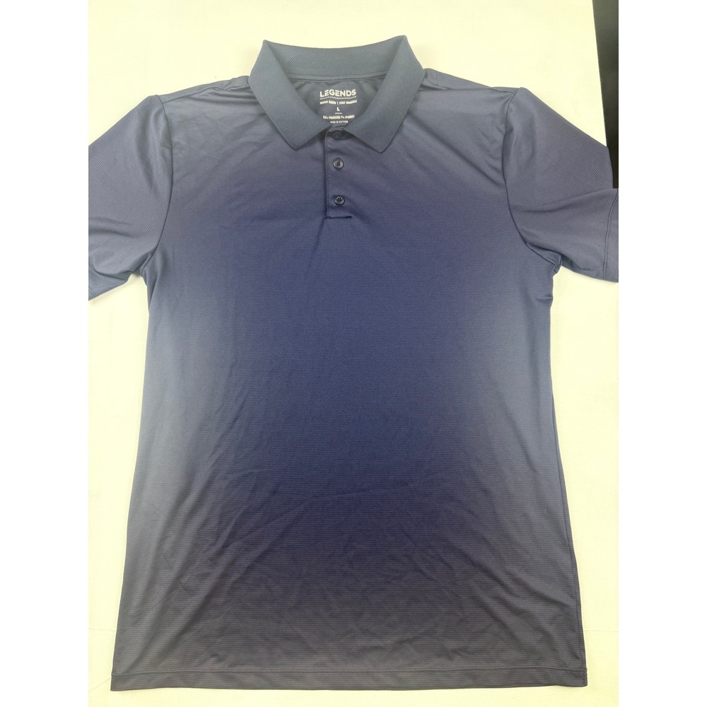 Legends Polo Shirt Large Navy Blue Performance Stretch Short Sleeve Golf Casual